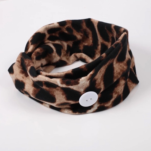 4 BOHO CHEETAH HEADBANDS w/ BUTTONS - Picture 10 of 13